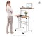 Mobile Standing Desk, Height Adjustable Rolling Laptop Cart w/Tilting Desktop for Standing or Sitting, Lockable Casters, Home Office Computer Workstation for Small Spaces (Walnut)